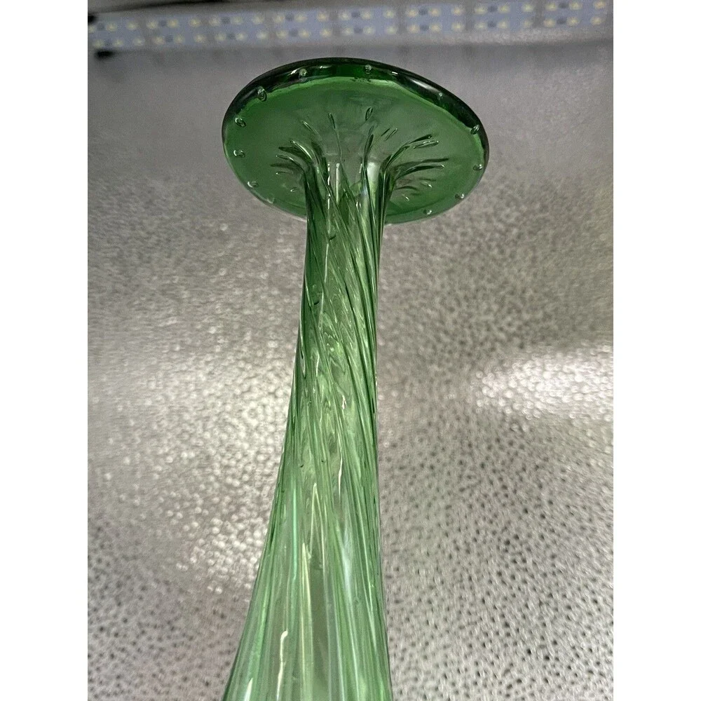 Vintage Hand Blown Murano Green Glass 12